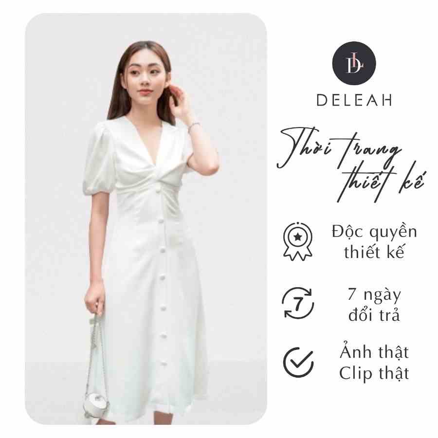 De Leah - Đầm ôm midi xoắn nơ ngực - Thời trang thiết kế