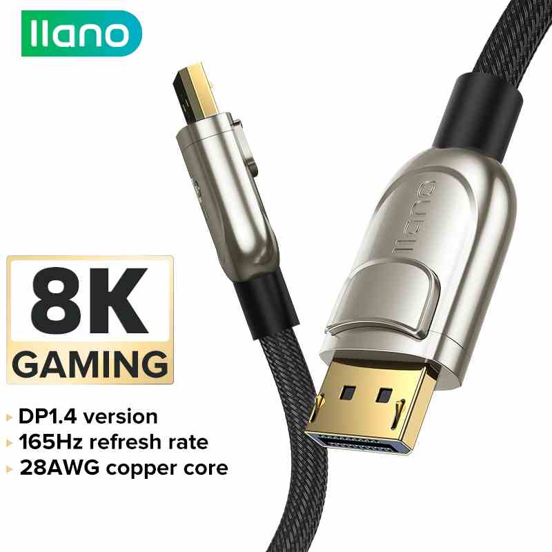 Dây cáp chơi game llano HD 8K Displayport 1.4 165hz tốc độ cao 32.4Gbps cho laptop/máy vi tính/TV