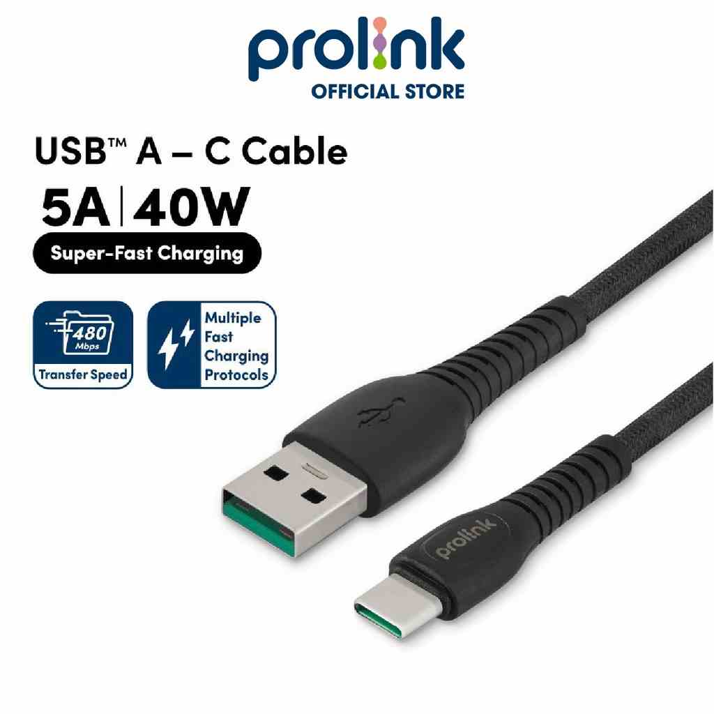 Dây sạc type A To C PROLiNK GCA_40_01 dài 1M, sạc siêu nhanh 40W, dành cho iPad, Samsung, Huawei, Xiaomi