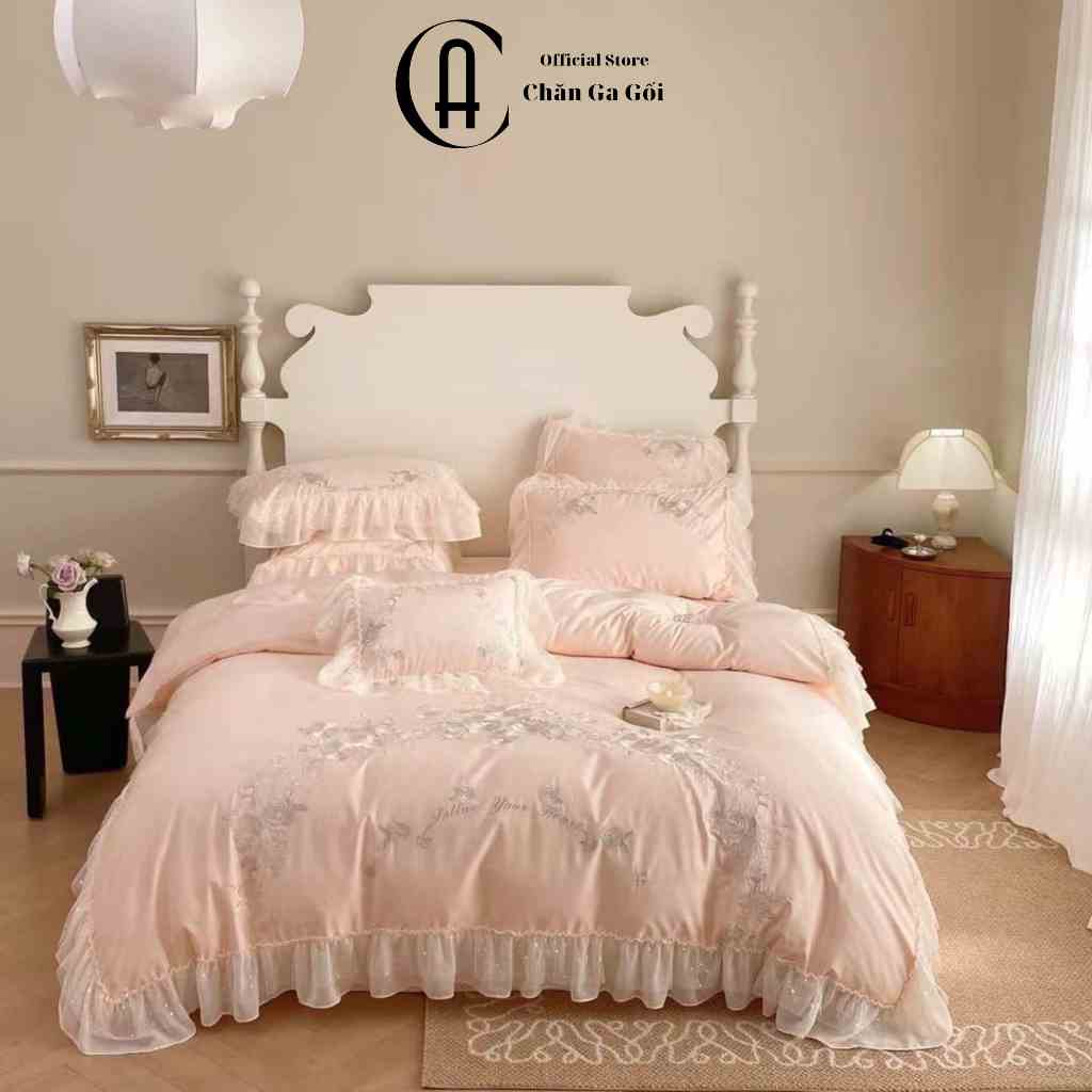 Bộ Chăn Ga Gối 100% Lụa Tencel Ren Đủ Kích Thước Giường Họa Tiết Đẹp , Drap Mền CA Bedding