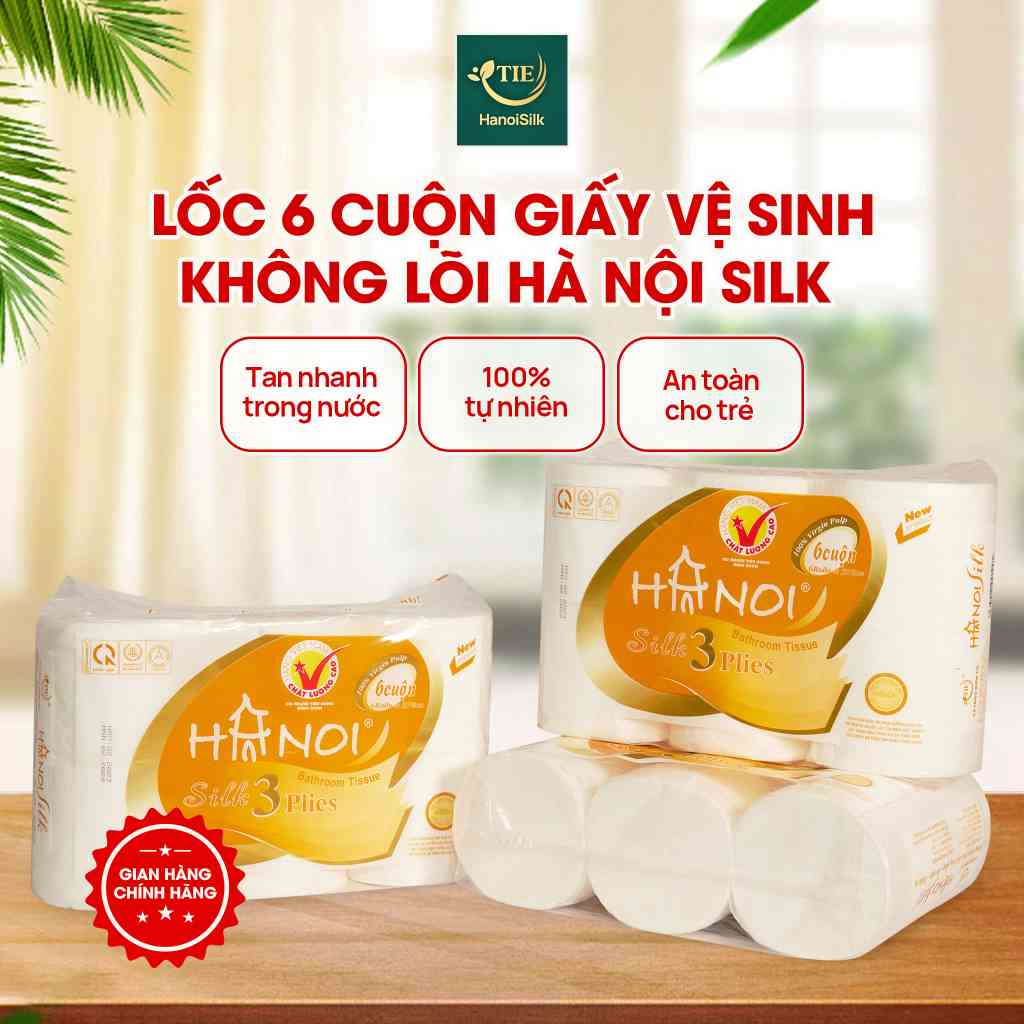 [Mã BMLTA35 giảm đến 35K đơn 99K] Giấy Vệ Sinh Hà Nội Silk 3 Lớp 1.1kg 6 Cuộn Không Lõi Mềm Mịn Tan Nhanh Trong Nước