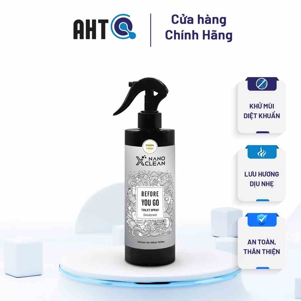 Chai xịt khử mùi nhà vệ sinh nano bạc Nano Xclean-hương dứa-khử mùi khó chịu, mùi khói thuốc, ẩm mốc nhà vệ sinh 500ml