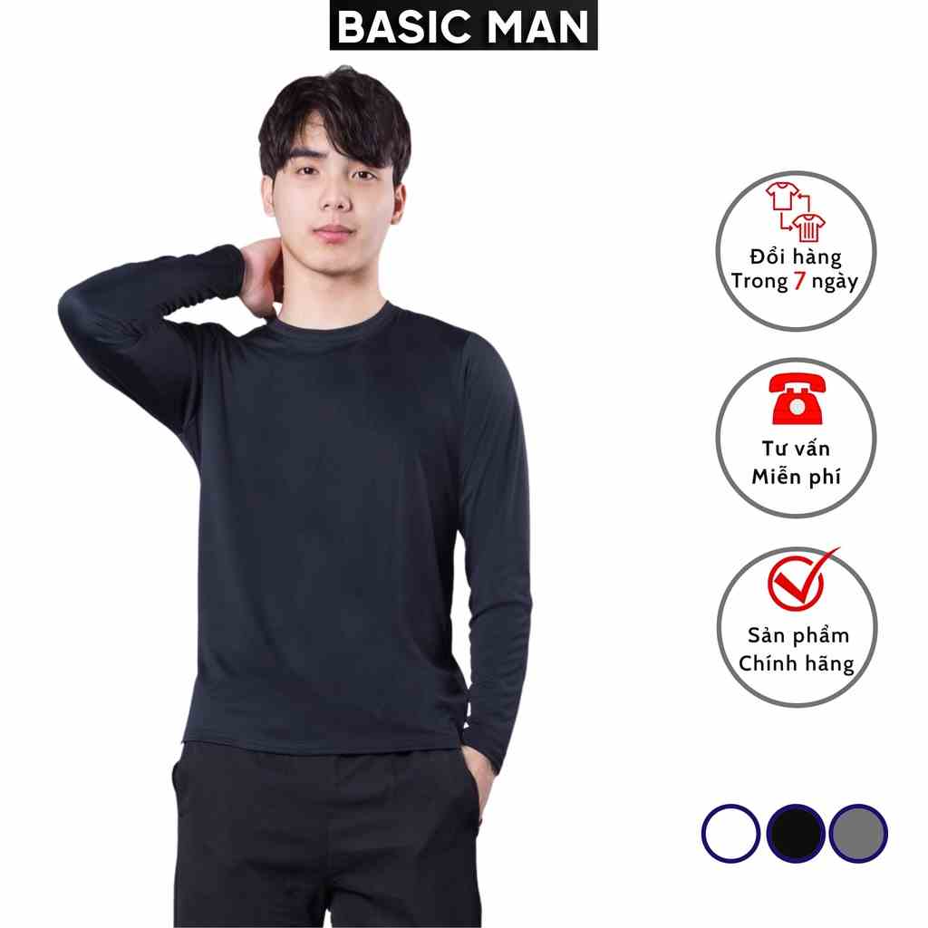 [Mã BMLTB35 giảm đến 35K đơn 99K] Áo giữ nhiệt nam BASIC MAN vải thun dài tay co dãn 4 chiều cổ tròn - AGN 001