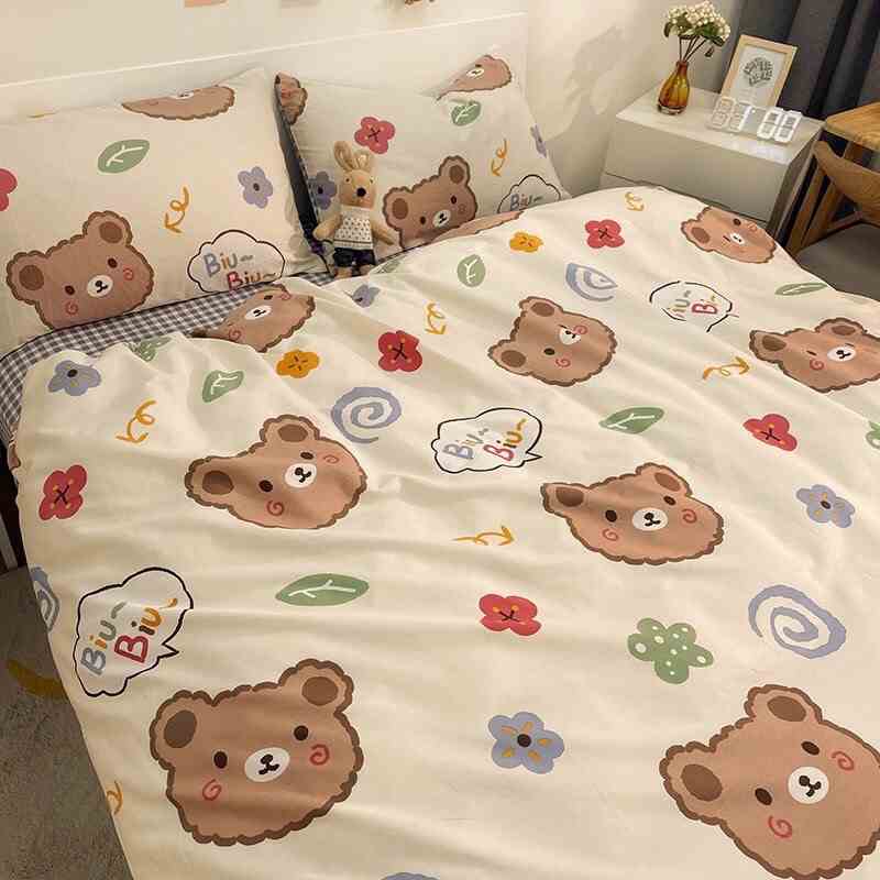 Bộ chăn ga gối Cotton poly Bo Decor gấu trắng pew pew