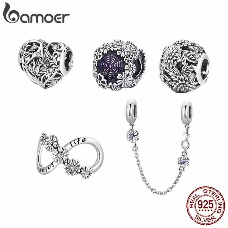 Hạt trang sức BAMOER bạc sterling 925 hình khu vườn phong cách vintage SCC2098