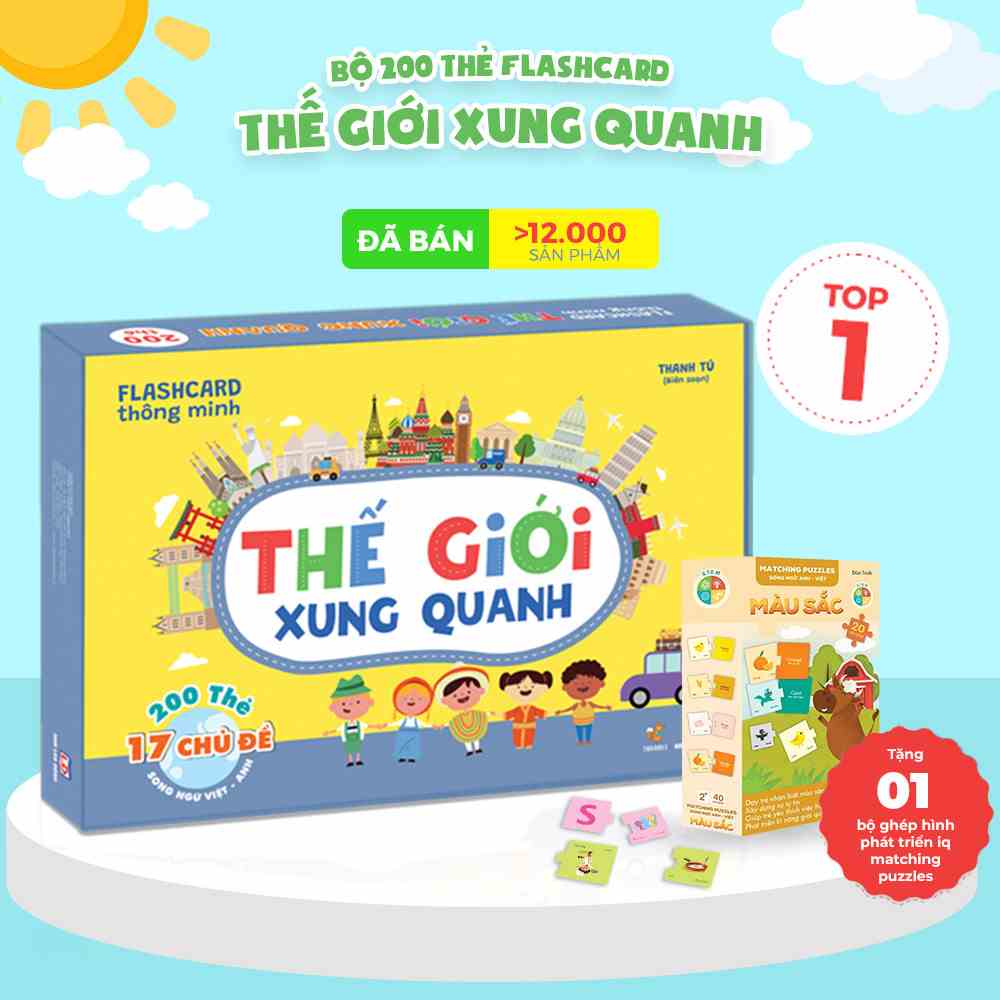 Flashcard cho bé - Bộ 200 thẻ học thông minh Glenn Doman TNBOOKS Thế Giới Xung Quanh - Giáo dục sớm cho bé