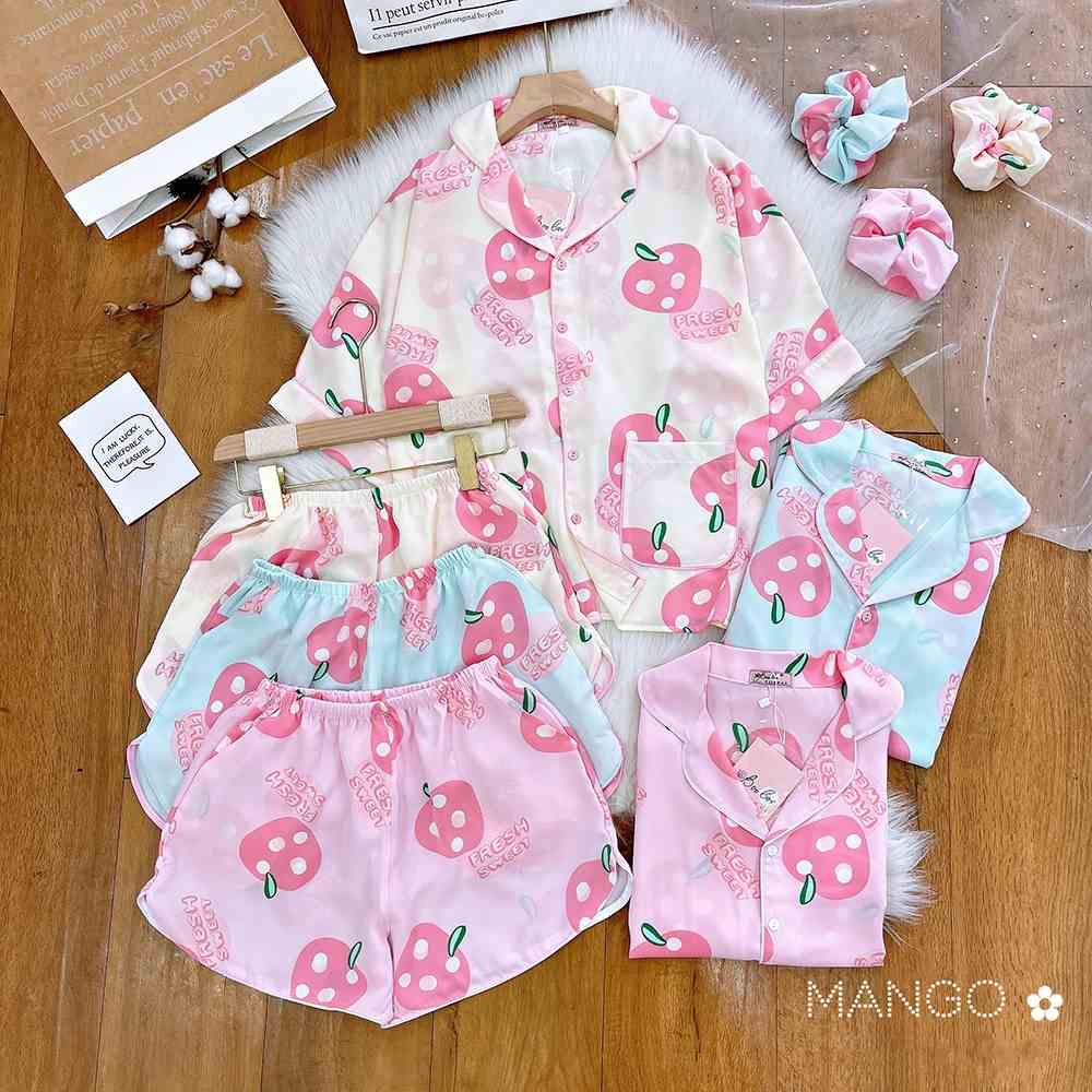 [Mã BMLTB35 giảm đến 35K đơn 99K] Set Đồ Ngủ Pijama Lụa Mango Cộc Tay Dành Cho Bé Gái Từ 10-40Kg - BPN26.1 - Babi mama