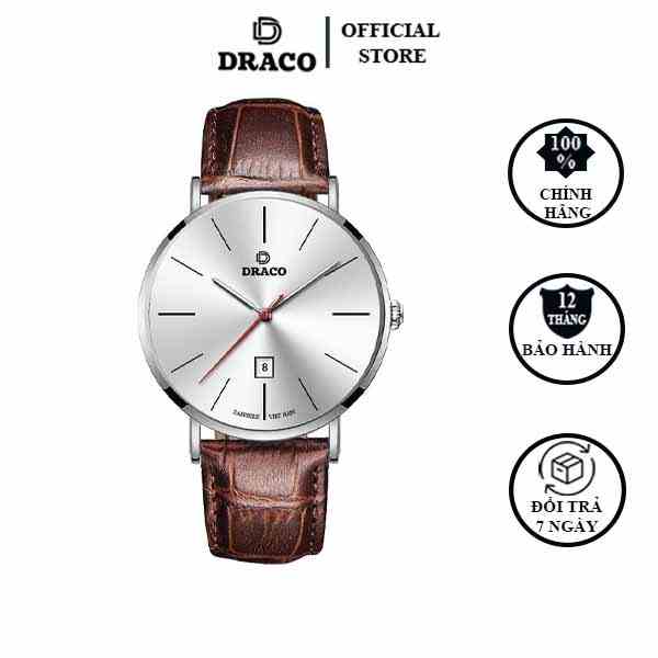 Đồng Hồ Nam DRACO D21-ST02 “Classic Boy” TRẮNG DÂY DA NÂU