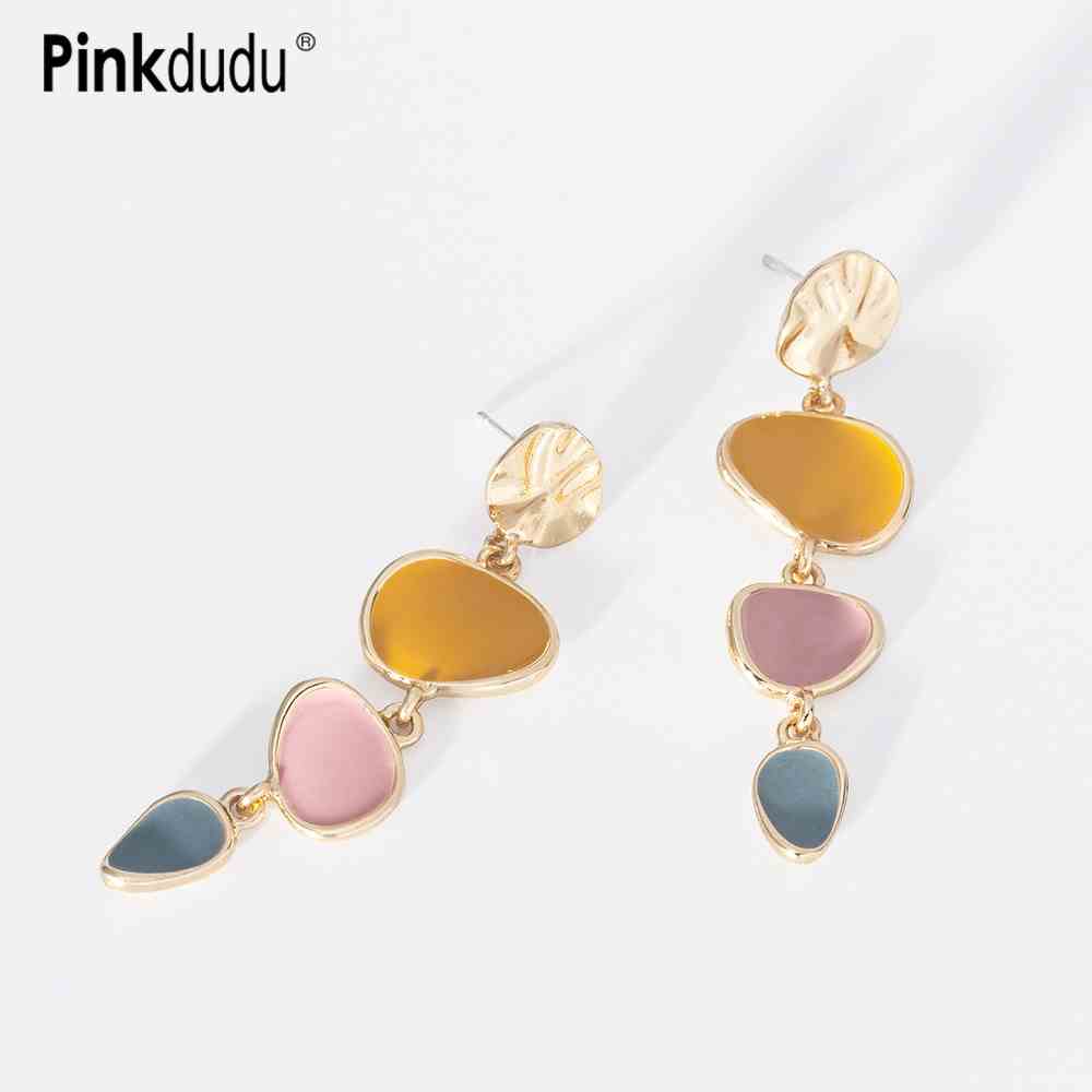 PINKDUDU Bông Tai Dáng Dài Bằng Hợp Kim 3 Màu Sắc Tùy Chọn Phong Cách Retro Thời Trang Cho Nữ PD587