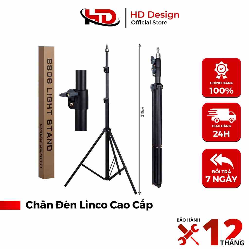 Chân đèn Linco 8806 cao cấp - Chuyên dụng để máy ảnh, đèn livetream - Nặng 1kg - Cao tối đa 2m1