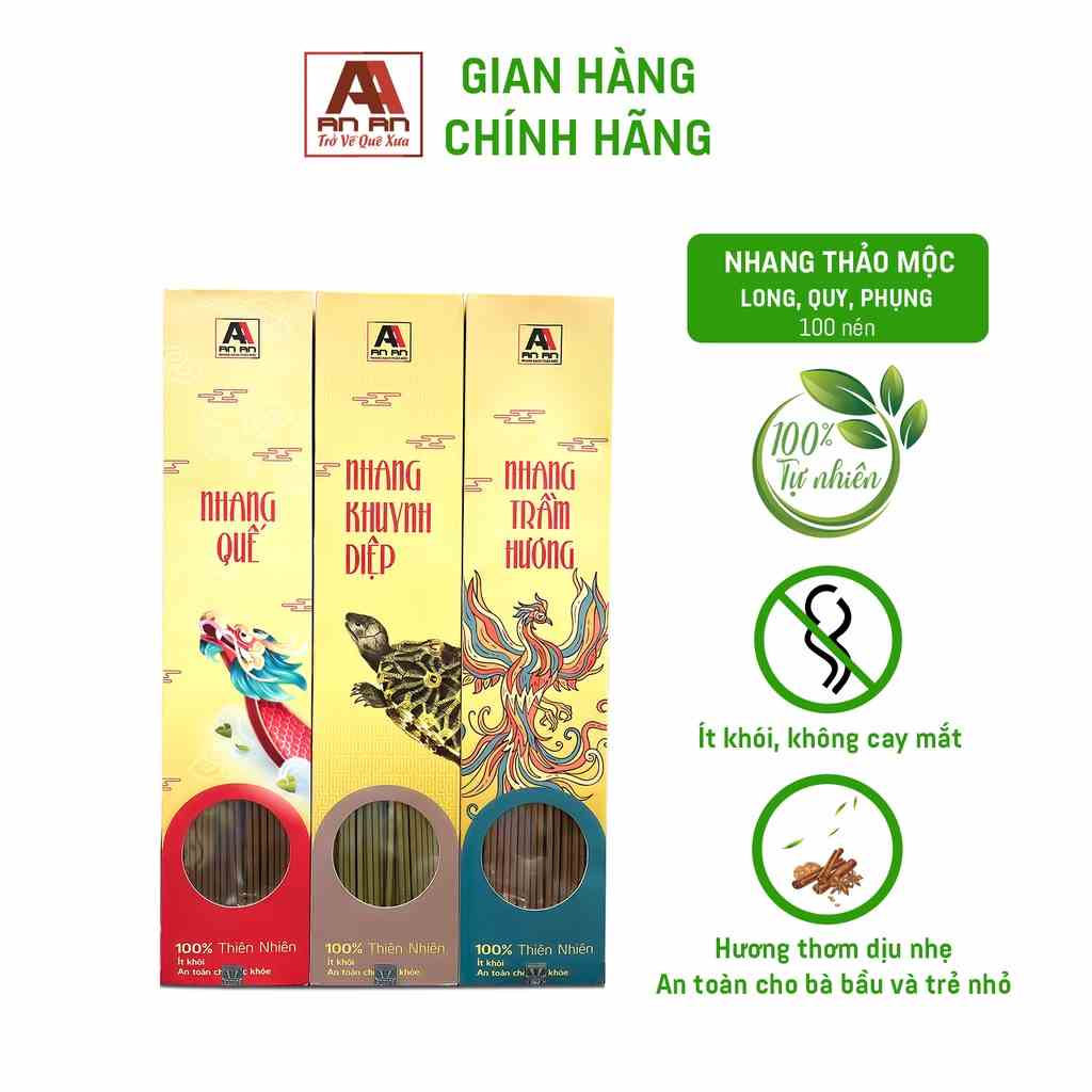 Hộp Nhang AN AN Cao Cấp 100 nén, dài 38cm phù hợp không gian thờ cúng linh thiêng.