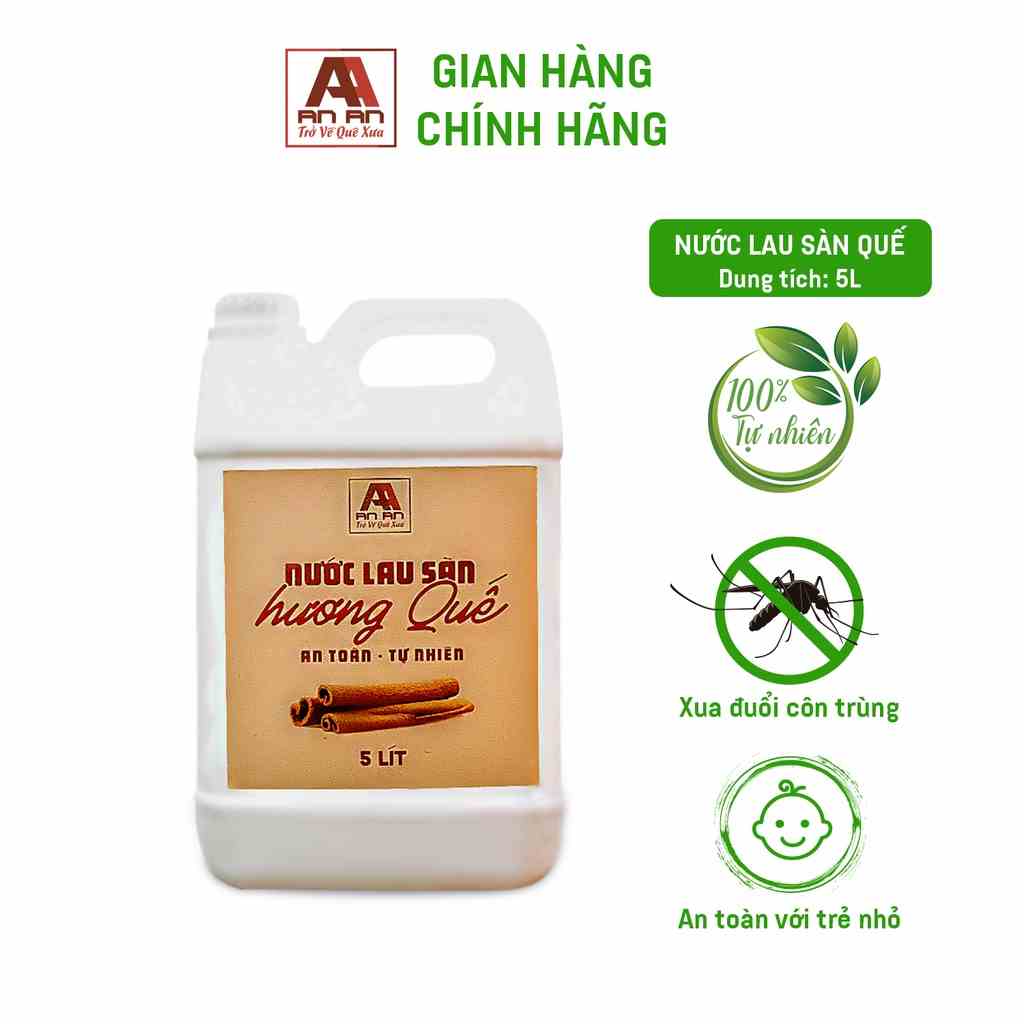 Nước lau sàn hương quế AN AN 5000ml nguyên liệu thảo mộc bồ hòn giúp xua đuổi côn trùng, đuổi muỗi hiệu quả.