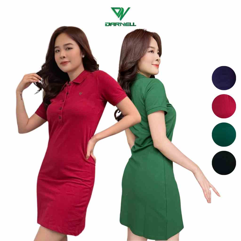 Đầm thun polo nữ chính hãng DARNELL dáng thể thao chất cotton cao cấp mềm mịn co giãn thông thoáng bền đẹp DN25