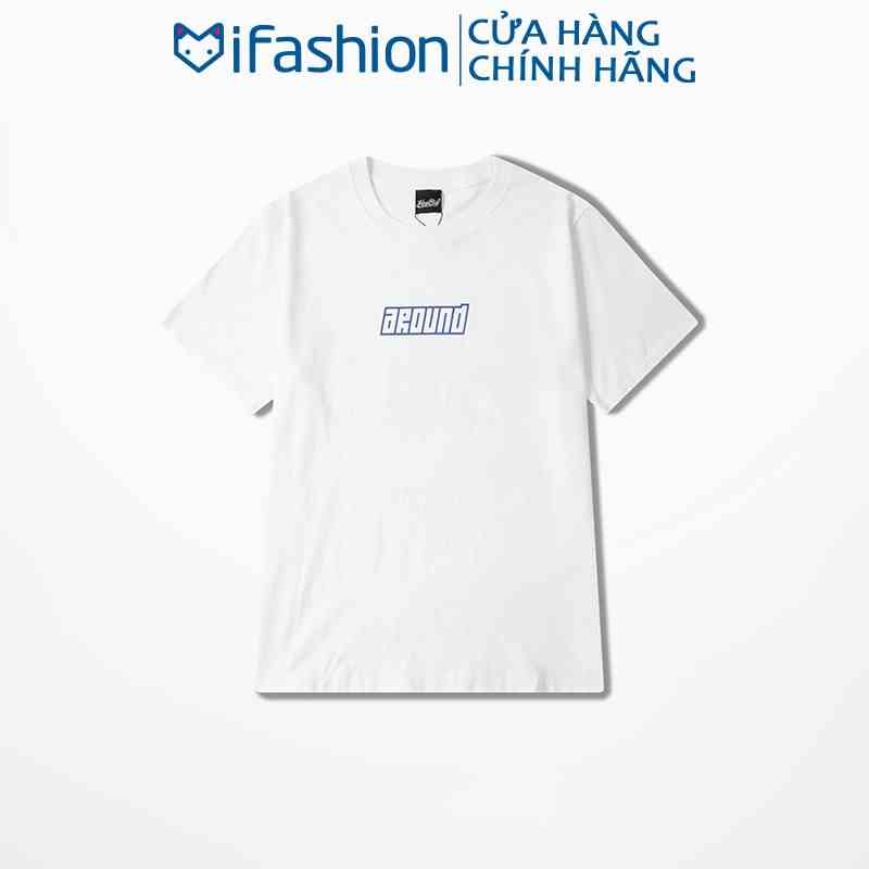 Áo thun form rộng IFASHION chất cotton dáng unisex tay lỡ in chữ around N121