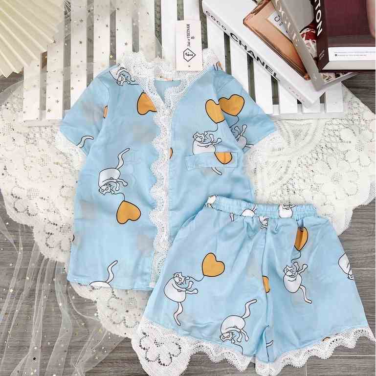 [Mã BMLTB35 giảm đến 35K đơn 99K] Bộ Đồ Ngủ Pijama Lụa Satin Dành Cho Bé Gái Set Quần Áo Trẻ Em Mặc Nhà BN22 Babi mama