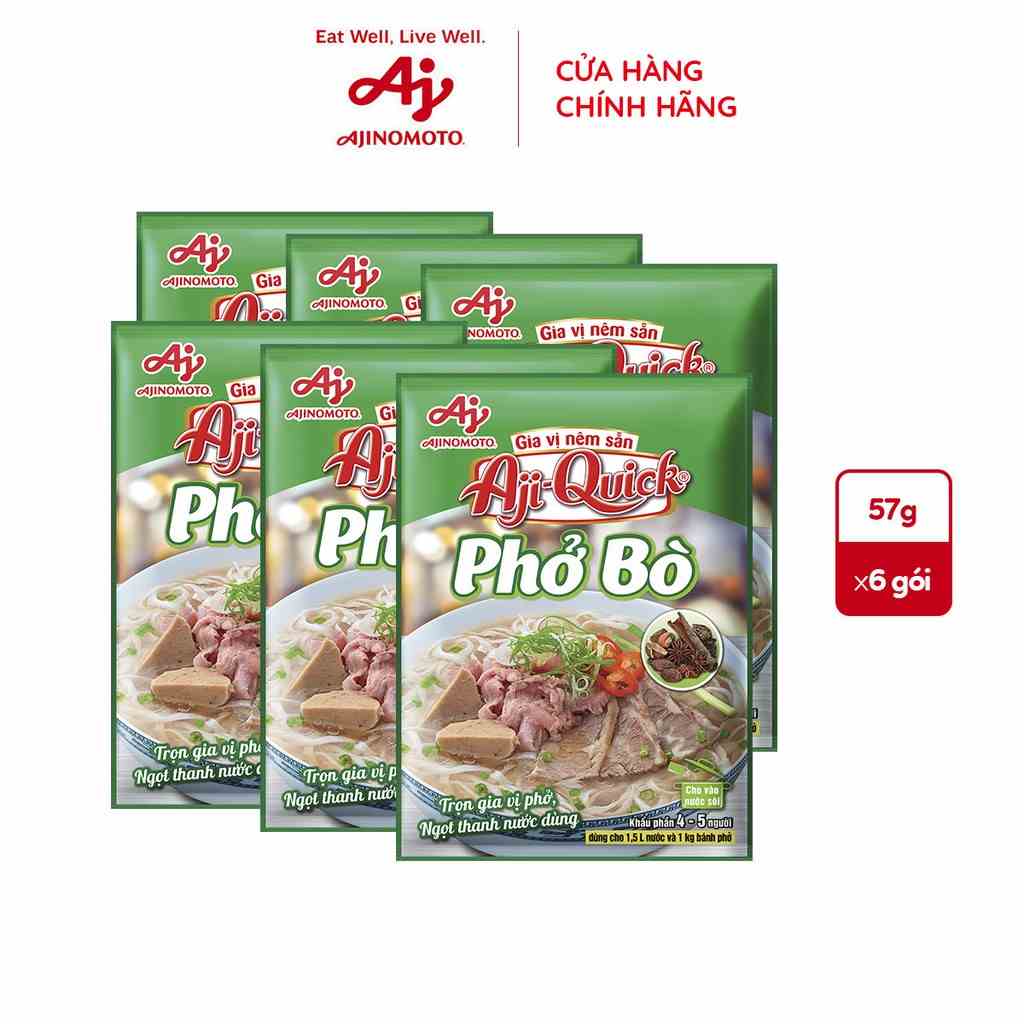 Lốc 6 gói Phở Bò Aji-Quick (57g x 6 Gói)