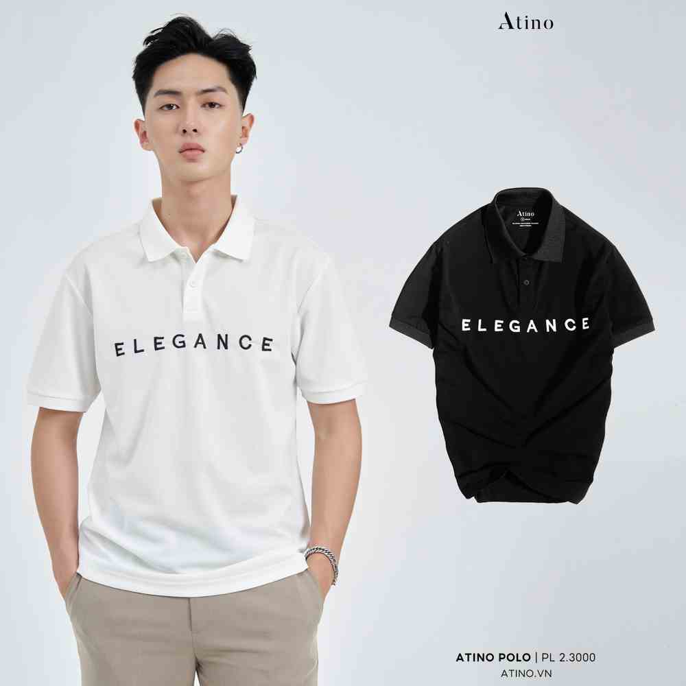 Áo Polo Nam ELEGANCE ATINO chữ nổi tinh tế vải cá sấu Cotton cao cấp thoáng mát chuẩn form PL2.3000