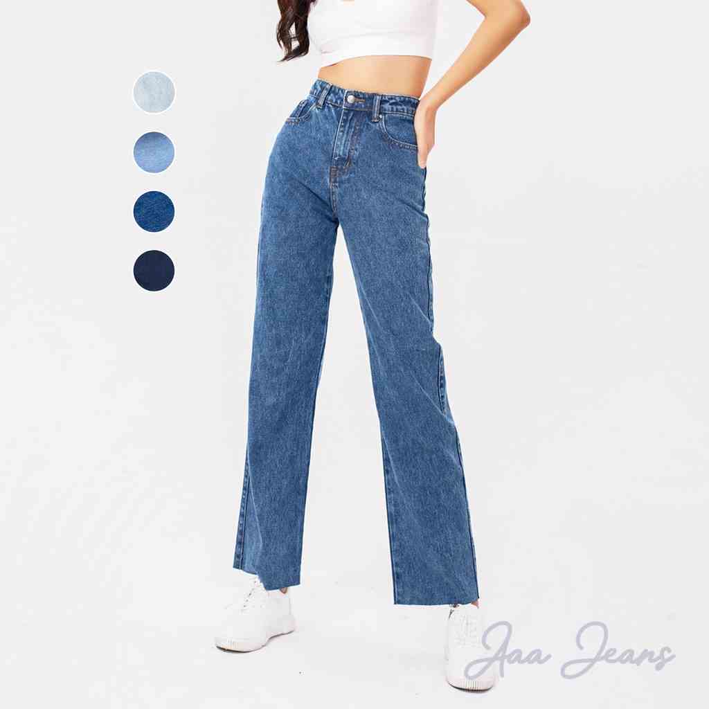 Quần jean nữ ống rộng lưng cao Aaa Jeans