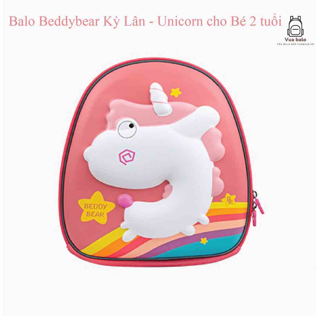 Balo BEDDY BEAR Kỳ Lân cho Bé từ 02 tuổi Học Mầm non Mẫu giáo Thiết kế kèm dây chống thất lạc. Kích thước 26 x 10 x 31cm