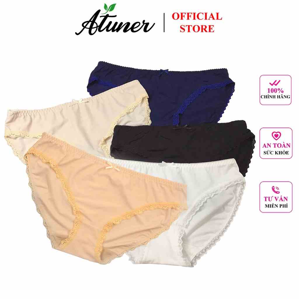 Combo 5 quần lót nữ thun lạnh phối ren Atuner QL012, hàng đẹp, vải Cotton thoáng mát, co giãn đàn hồi tốt