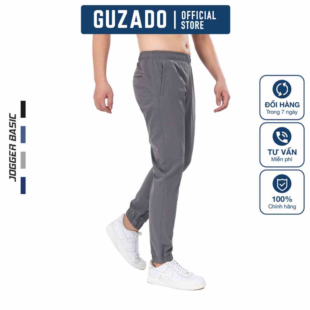 Quần Jogger Nam Thể Thao GUZADO Chất Vải Gió Cao Cấp, Khỏe Khoắn, Cạp Chun, Ống Bo,Vận Động Thoải Mái GDC2102