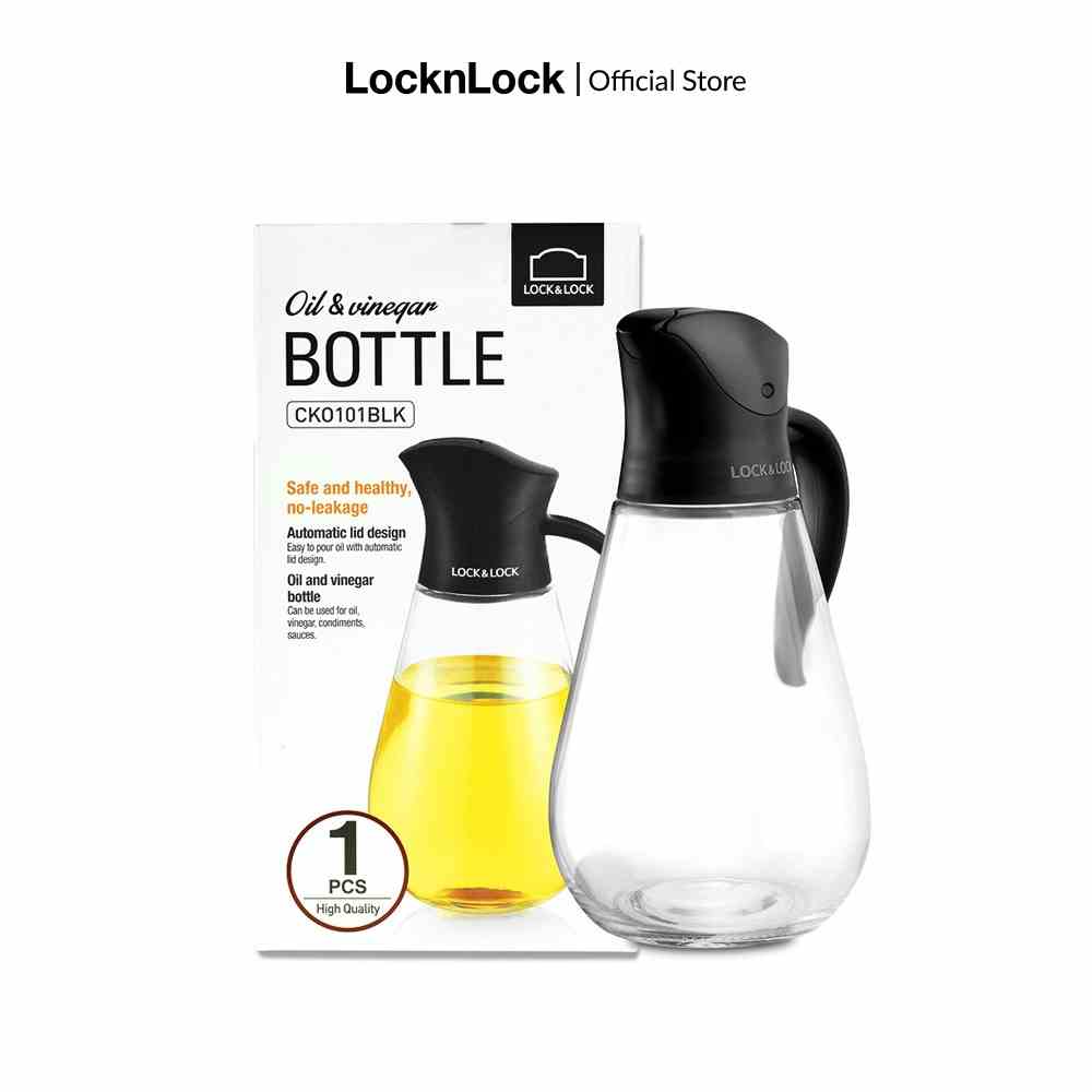 [Mã LIFEMC07CBAU giảm 50k đơn 350k] Bình đựng dầu với nắp mở tự động Lock&Lock 550ml - Màu đen [CKO101BLK]