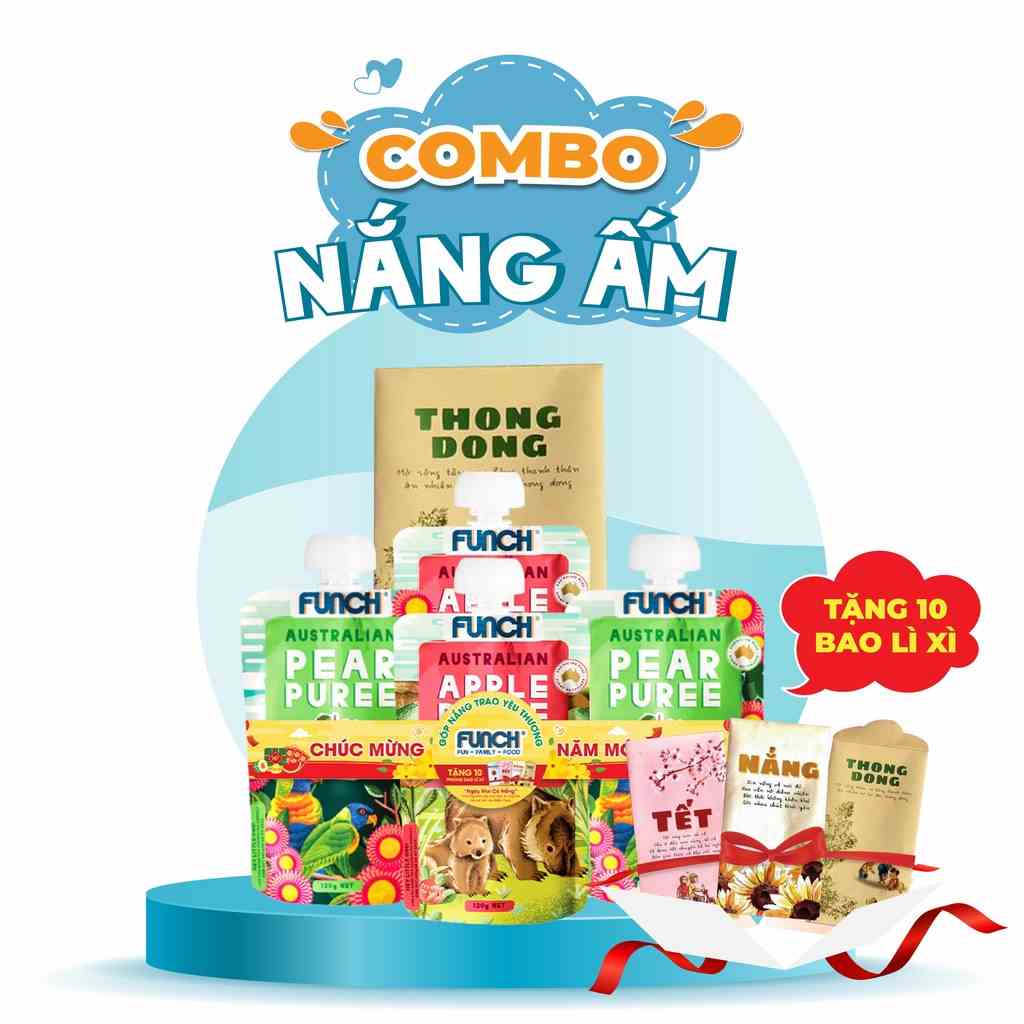 [Mã BMLTA35 giảm đến 35K đơn 99K] Combo 4 Gói trái cây nghiền ăn dặm từ Úc Thương Hiệu Funch Vị Nguyên Bản 120g