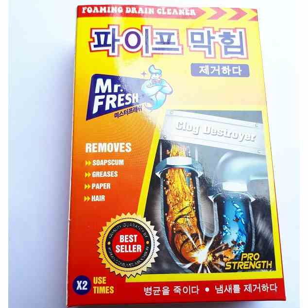 [Mã BMLTA35 giảm đến 35K đơn 99K] Hộp 2 gói bột thông cống Mr. Fresh Hàn Quốc 100g (2 gói 100g/hộp)