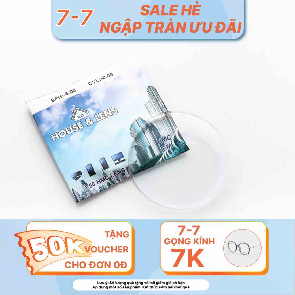 Tròng kính chống ánh sáng xanh, đổi màu, chống tia UV400  House Lens - Hàn Quốc cho Mắt kính cận loạn LB Eyewear