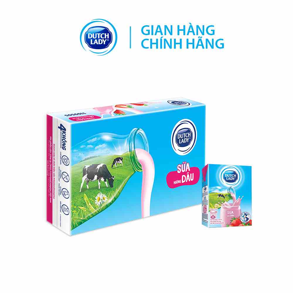 Thùng 48 Hộp Sữa Tươi Tiệt Trùng Dutch Lady Cô Gái Hà Lan Dâu (48 x 110ml)