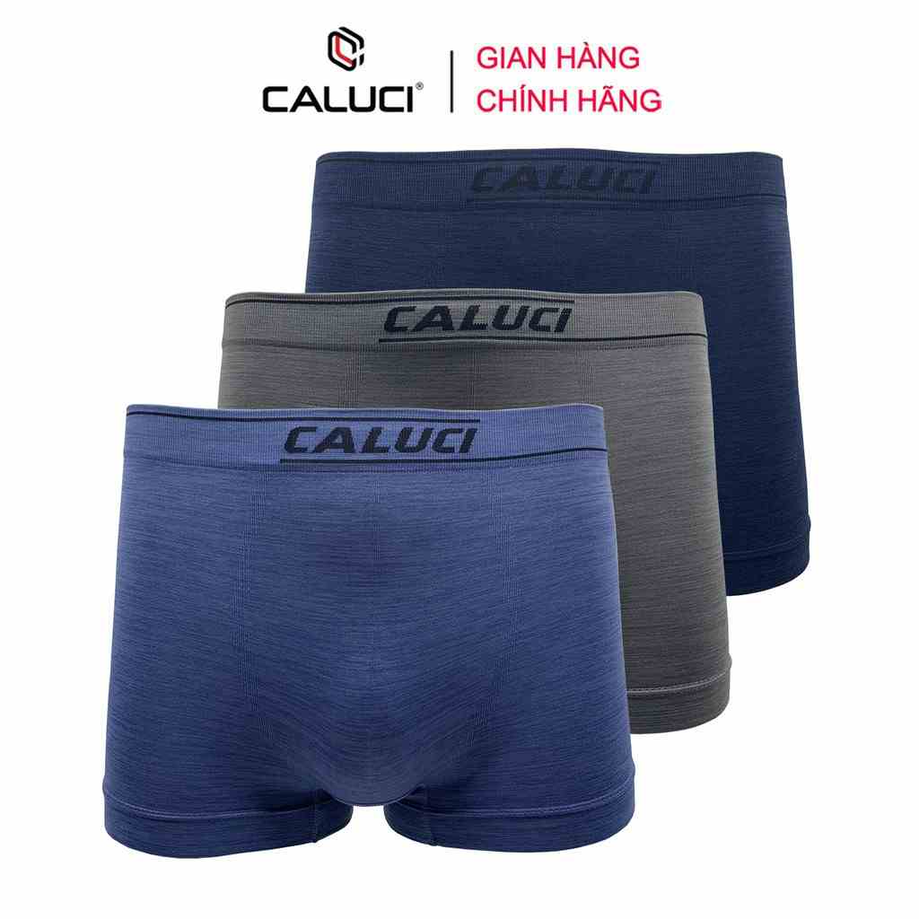 Set 3 quần sịp đùi dệt liền cao cấp CALUCI CBX16, kiểu Boxer, thiết kế basic khỏe khoắn, vải mềm mịn, co giãn 4 chiều