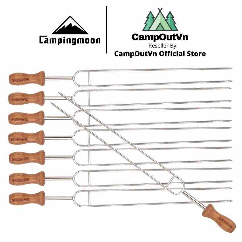 Campingmoon đồ cắm trại campoutvn campingmoon bộ 8 xiên nướng BBQ cắm trại du lịch dã ngoại A186