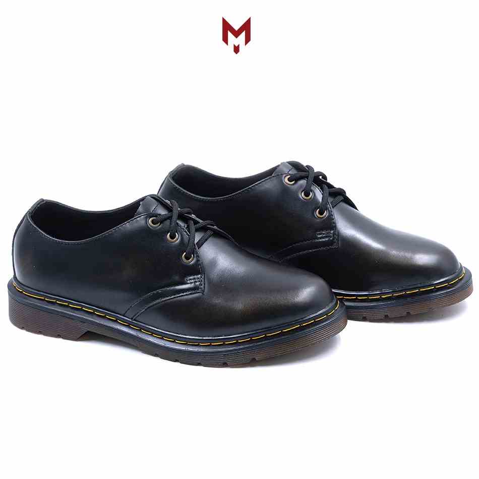 [Mã BMLTB200 giảm đến 100K đơn 499K] Giày nam da bò cao cấp Dr.martens 1461 MAD Shoes Đen Bẻ Xanh Rêu