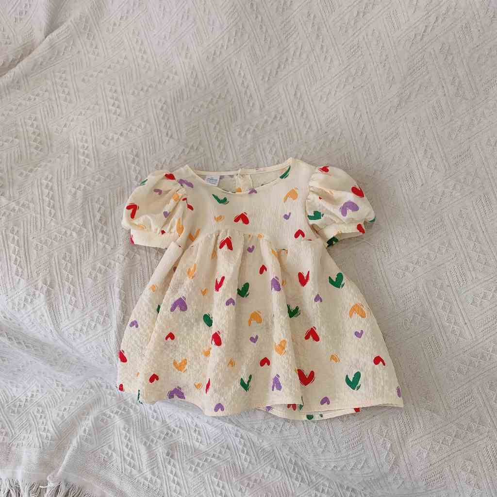 Váy babydoll xốp nhăn họa tiết O.P Kids