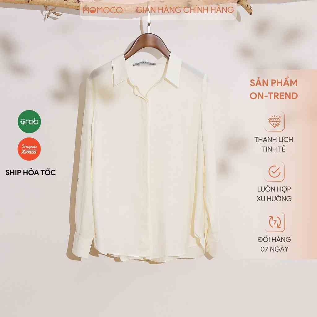 Áo sơ mi nữ MOMOCO dài tay ESSENTIALS The Everyday Shirt chất tơ nhăn thanh lịch M2770