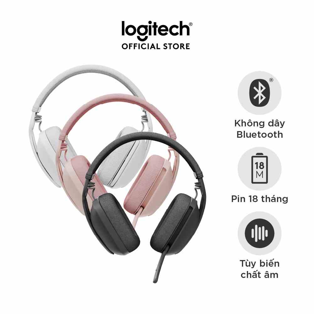 Tai nghe không dây Logitech Zone Vibe 100 - Nhẹ, micrô khử ồn, Bluetooth đa điểm, Teams, Google Meet, Zoom, Mac/PC