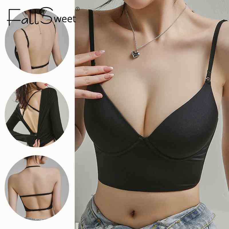 FallSweet 32-38 Áo Ngực Nữ Cổ Chữ U Khoét Sâu Không Đường May Lưng Thấp Gợi Cảm