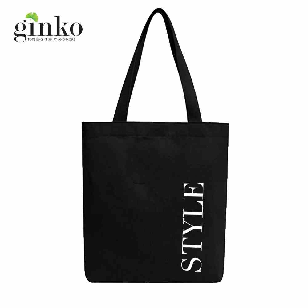 Túi vải tote Ginko có dây kéo khóa ( có túi con bên trong)  phong sách ulzzang Hàn Quốc in hình STYLE B03