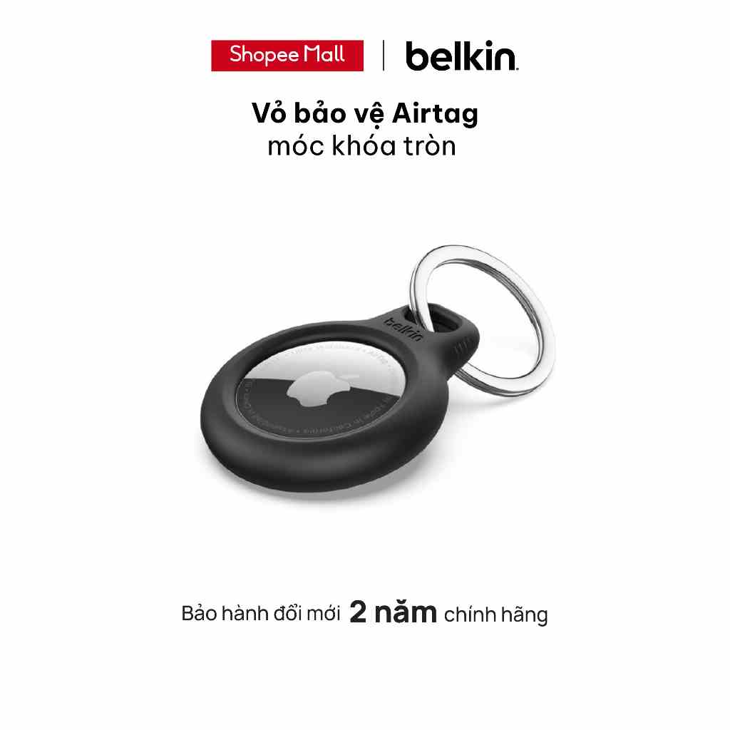 Vỏ Bảo Vệ Airtag Belkin Có Móc Khóa Tròn chống xước chống trầy - HÀNG CHÍNH HÃNG CAO CẤP F8W973btWHT - F8W973bt