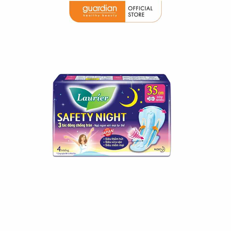 Băng Vệ Sinh Đêm Siêu An Toàn 35Cm Safety Night Laurier 4 Miếng