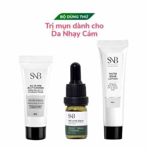 Bộ Mini Size Xử Lý Mụn Dành Cho Da Nhạy Cảm Gồm Sữa Rửa Mặt Dịu Nhẹ, Nước Dưỡng Da và Tinh Chất Giảm Mụn SNB23