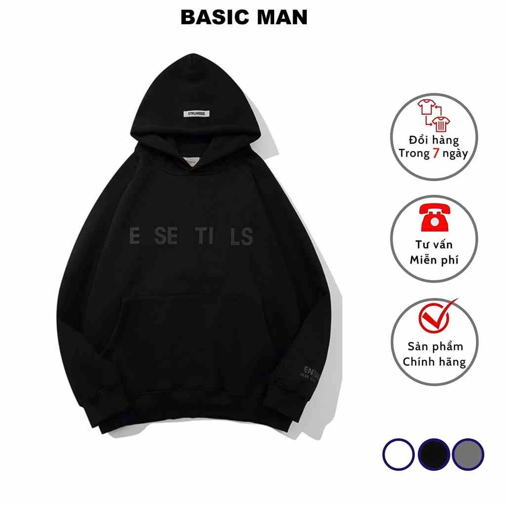 [Mã BMLTB35 giảm đến 35K đơn 99K] Áo hoodie nam nữ BASIC MAN form rộng vải nỉ có mũ chùm đầu 2 lớp - AHD BM 002