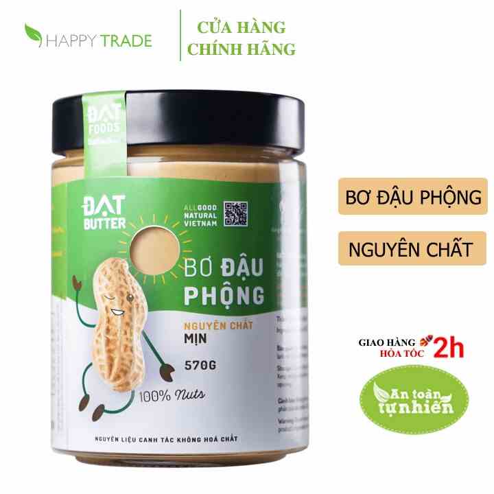 [Mã BMLTB200 giảm đến 100K đơn 499K] Bơ đậu phộng nguyên chất không đường xay mịn Đạt Butter 500g