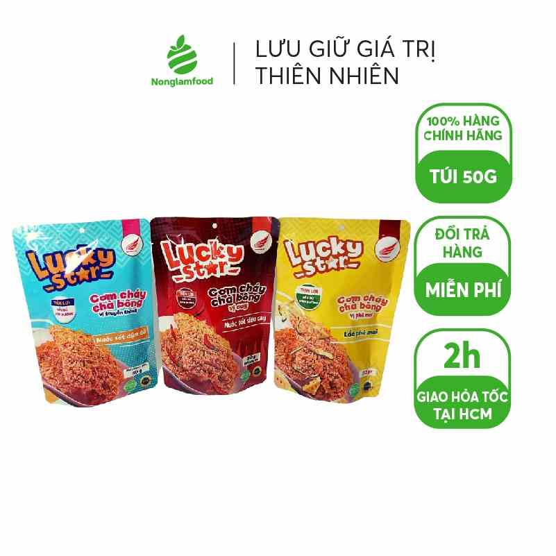 Cơm cháy chà bông vị (Truyền Thống-Cay-Phô Mai) Lucky Star 50g thơm ngon đậm vị nhiều dinh dưỡng | Đồ ăn vặt Nonglamfood