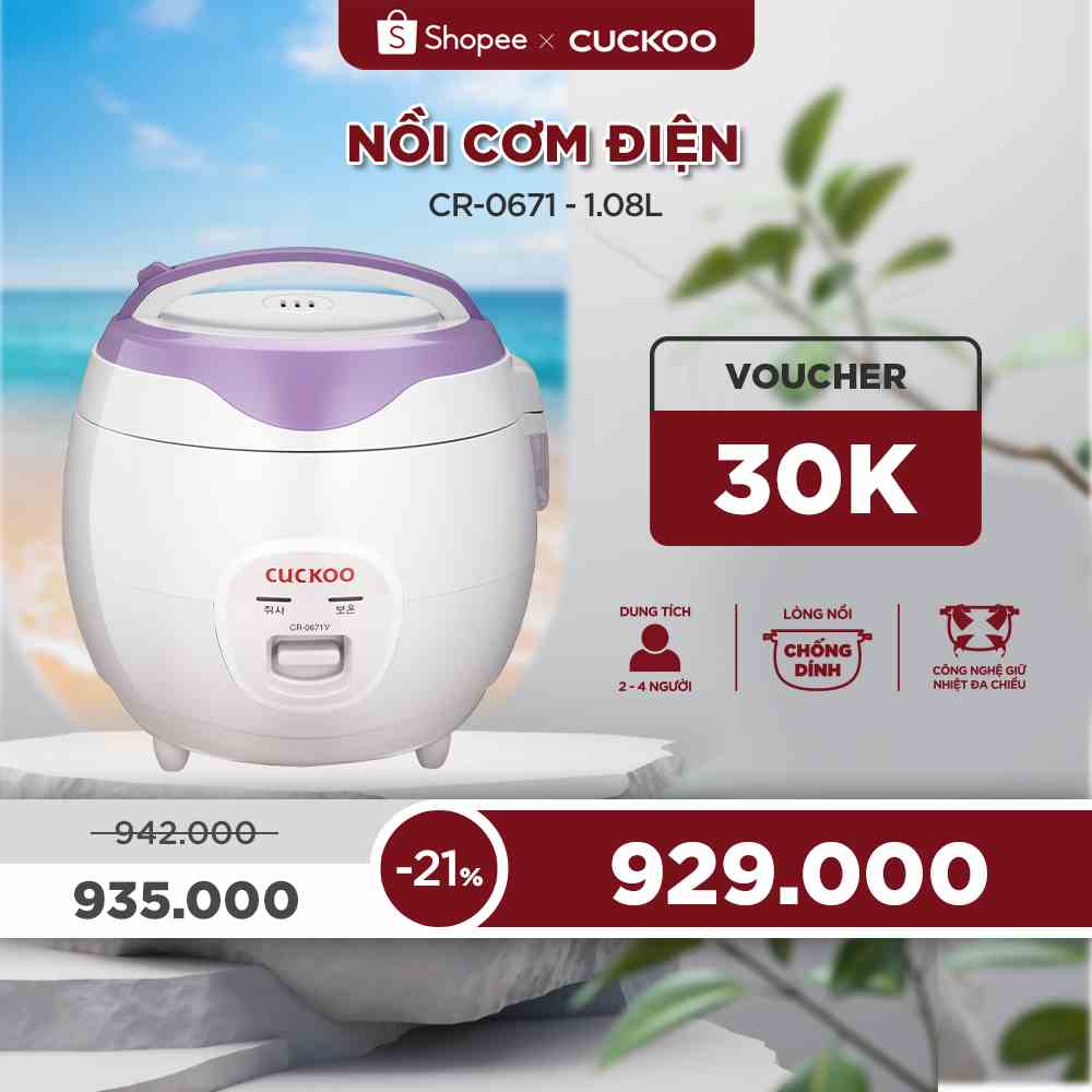 [Mã ELHACE01 giảm 12% đơn 300K] Nồi cơm điện Cuckoo 1,08 lít CR-0671 - Hàng chính hãng