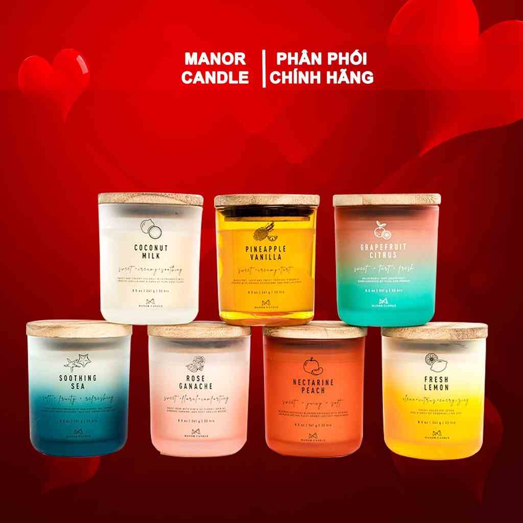 [13 mùi - 250g] Nến thơm phòng MANOR CANDLE cao cấp, bộ sưu tập hoa cỏ sáp cọ 1 bấc