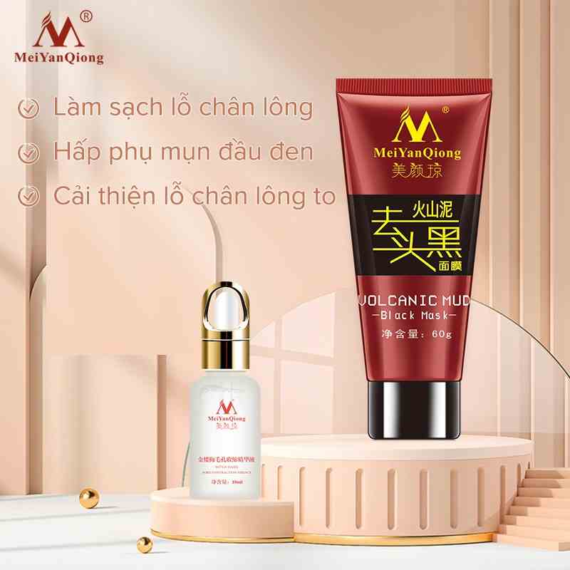 Bộ Mỹ Phẩm Chăm Sóc Da MeiYanQiong Gồm Mặt Nạ Bùn Núi Lửa Và Serum Se Khít Lỗ Chân Lông Giúp Tẩy Mụn Đầu Đen