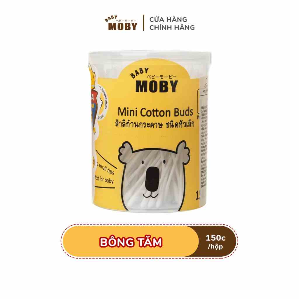 Bông Tăm Trẻ Em Moby Baby An Toàn Chuyên Dụng Cho Trẻ Sơ Sinh (150 chiếc/hộp)