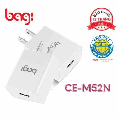 [Mã BMLTB35 giảm đến 35K đơn 99K] [BAGI] Củ sạc nhanh Bagi 5V-2A chuẩn CE châu âu CE-M52n sạc nhanh cho smartphone