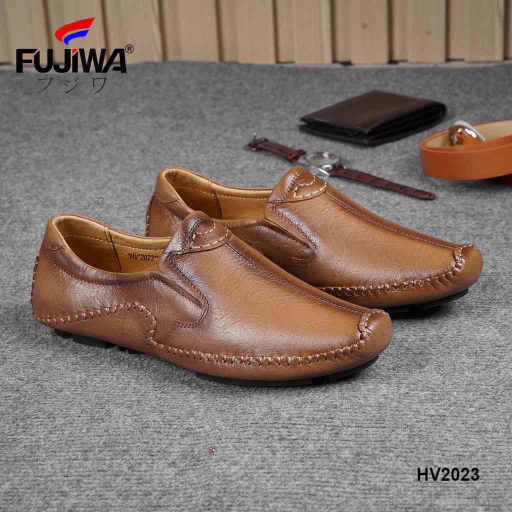 Giày Lười Mọi Nam Da Bò FUJIWA - HV2023. Da Thật Nguyên Miếng, Đế Âm Cao Su Thiên Nhiên. Size:  38, 39, 40, 41, 42, 43